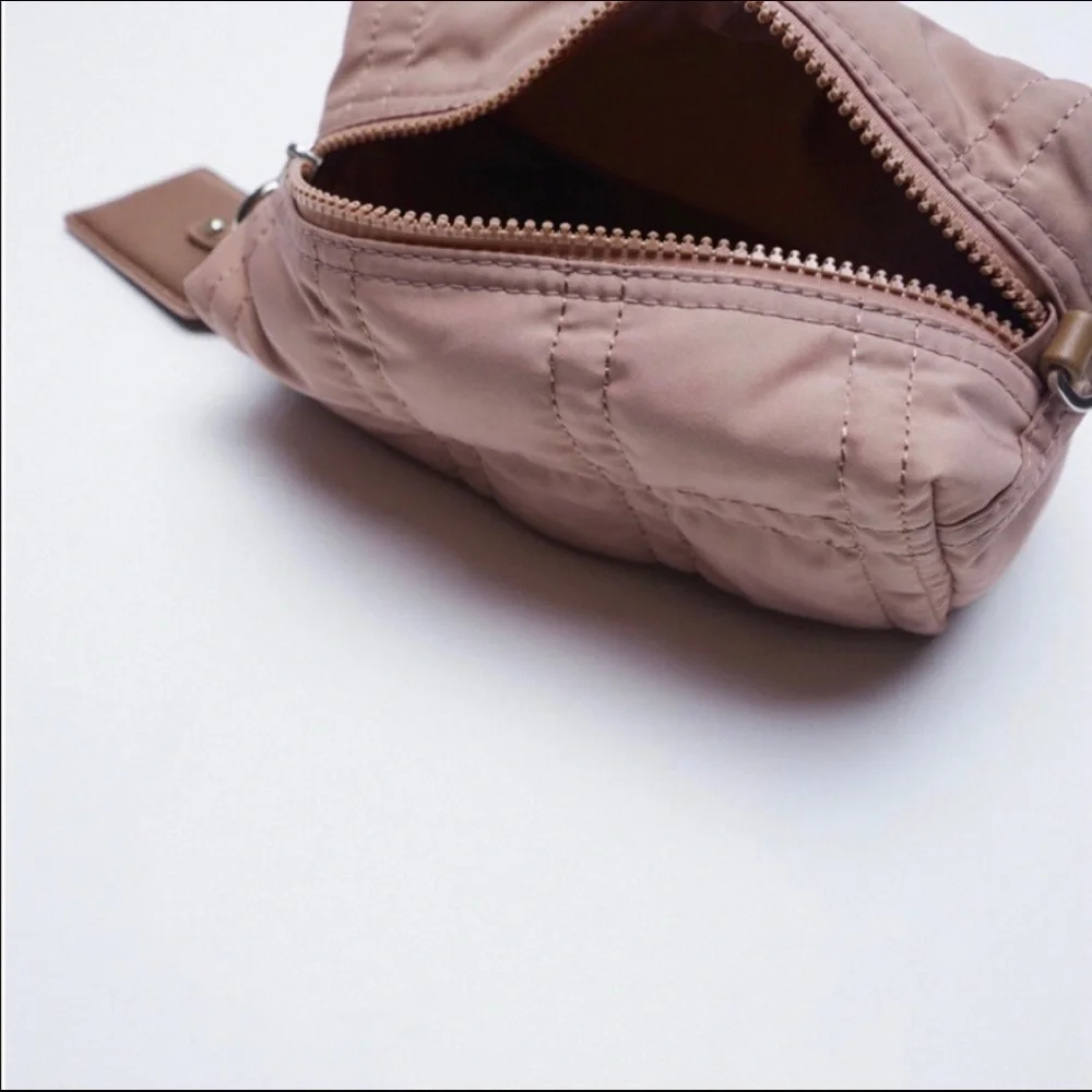 Zara Nylon Toiletry Bag w/ Topstitching Pink